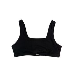 Women M Set Active SetActive ScultFlex Box Cut Square Neck Black Sports Bra